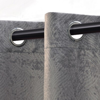 Silver Geometric Wave Blackout Grommet Curtains, 52" x 96", Set of 2