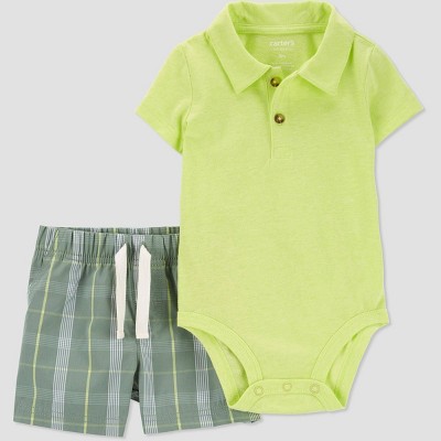 Image of Carter's Just One You® Baby Boys' Plaid Top & Bottom Set - Green 18M