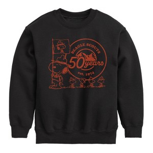 Boys' - Peanuts - Snoopy Flag Logo Graphic Long Sleeve Fleece Sweatshirt - 1 of 4