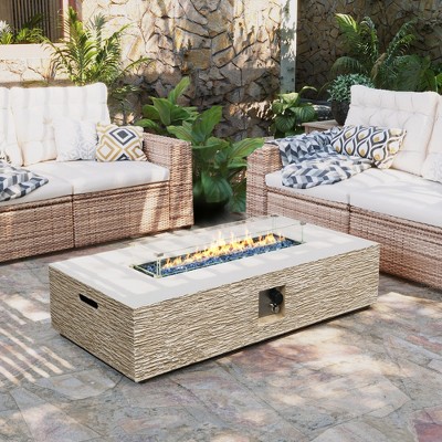 42/56 inch Outdoor  Magnesium Oxide Fire Pit Table Propane with Tank Cover and Wind Guard