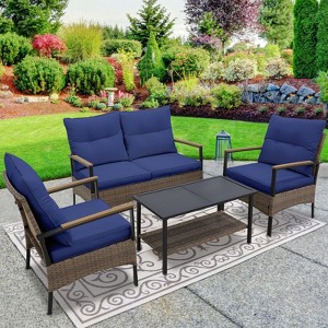 EAGLE PEAK 4 Piece Mojave Dusk Outdoor Conversation Set, Patio Wicker Furniture - 1 of 4