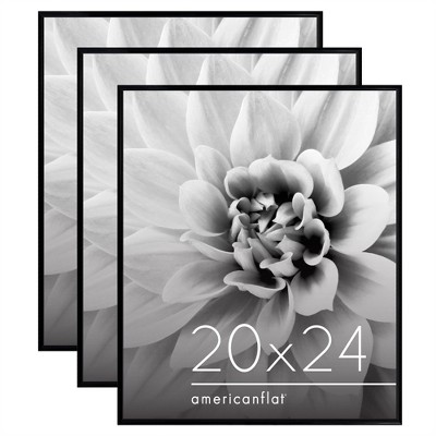 Americanflat 3 Pack Lightweight Snap Frame, Front Loading Picture Frame Set - Black Picture Frames