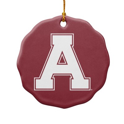 Alma College Primary Logo Porcelain Scalloped Holiday Christmas Tree Ornament