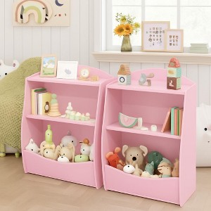 Kids Bookshelf,Book Storage Organizer,2-Tier Kids Bookcase with Open Compartments for Bedroom,Livingroom,Playroom - 1 of 4