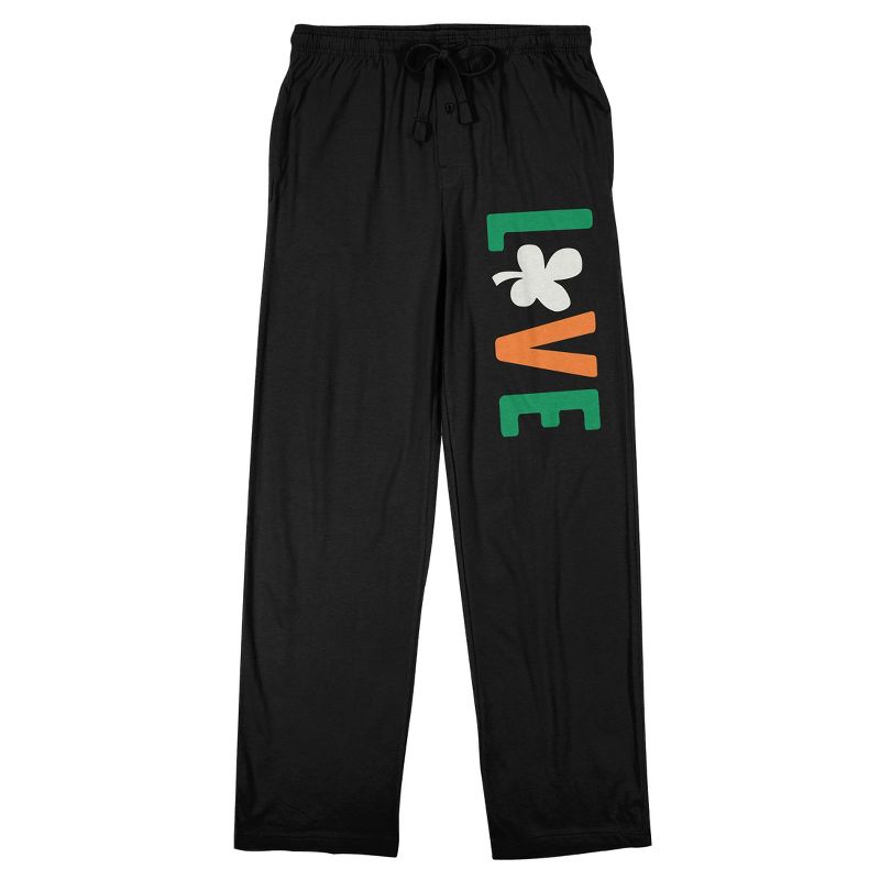 St. Patrick's Day Irish Love Men's Black Sleep Pajama Pants, 1 of 4
