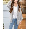 Girls Cable Knit Sweater Cardigan Front Button Cardigan with Side Pockets Above Knee Cardigan for Girls Winter Knitwear,Gray - S - 3 of 4