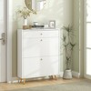 HOMCOM Narrow Shoe Storage Cabinet for Entryway with Wave-like Panels and Adjustable Shelves for 12 Pairs of Shoes - 3 of 4