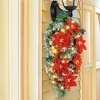 Collections Etc LED Lighted Poinsettia Pine Swag with 6-Hour Timer - 2 of 3