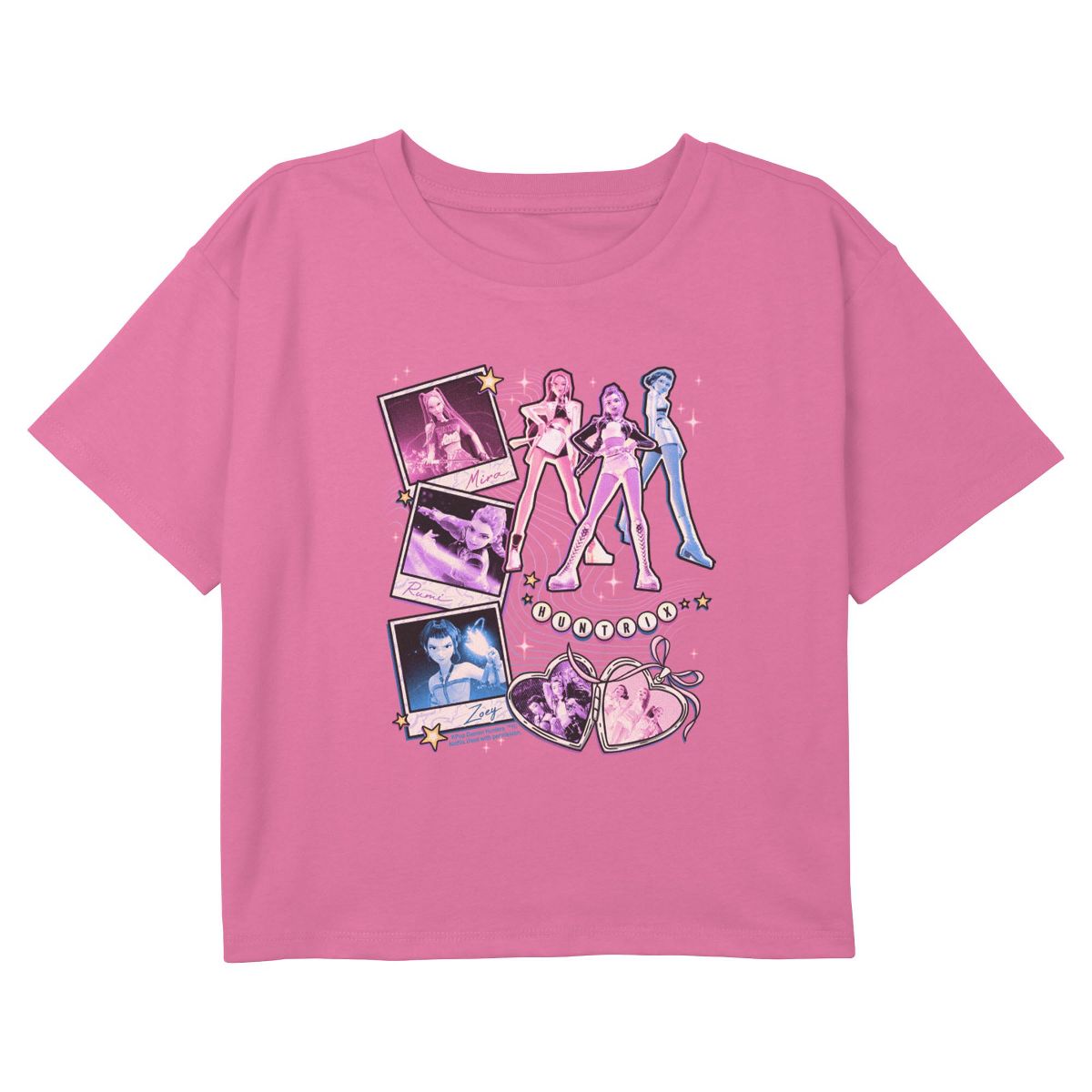 Girls KPop Demon Hunters Huntrix Collage Stars Cropped T-Shirt - thumbnail 6