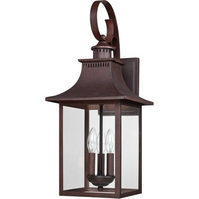 Copper Bronze Dimmable Outdoor Lantern with Clear Glass Panels