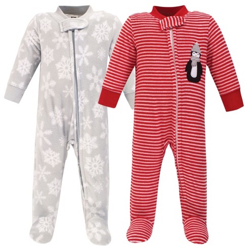 Hudson Baby Baby Fleece Zipper Sleep and Play 2pk, Red Penguin - image 1 of 1