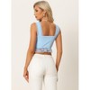 Allegra K Women's V Neck Solid Lace Trim Cami Tie Front Sleeveless Crop Tops - 3 of 4