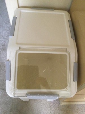 HANAMYA BPA Free Pet Food Storage Container & Measuring Cup, White, 15-L, 2