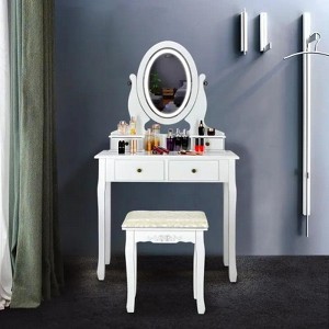 Karl Home | Vanity Desk with Touch LED Light Strip and Stool - 1 of 4