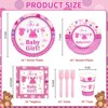Hachikiko Pink Baby Shower Decorations, It's a Baby Girl Paper Plates and Napkins Cups Forks Disposable Tableware for Gender Reveal Party Supplies - 2 of 4
