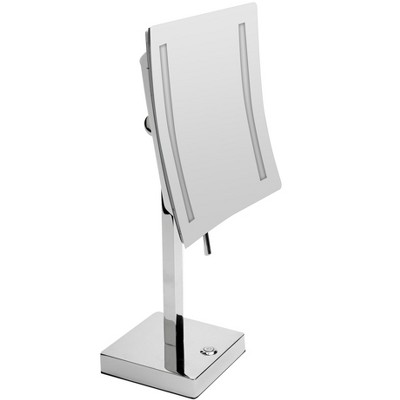ALFI ABM8FLED-PC Polished Chrome Tabletop Square 8Inch 5x Magnifying Cosmetic Mirror with Light