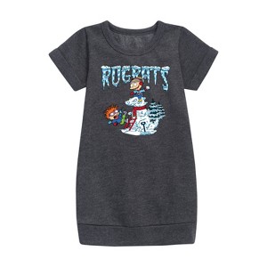 Girls' - Rugrats - Snowball Fight Graphic Short Sleeve Fleece Dress - 1 of 4