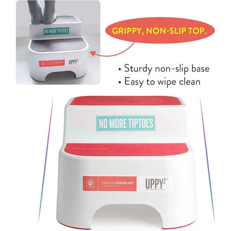 Prince Lionheart Uppy2 Step Stool for Kids&#39; Potty Training and Bathroom - Coral, 5 of 9
