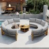Chic Crate-Beach-Friendly Patio Set – 6-Person Teak Wood Outdoor Sectional with Removable Cushions & Built-In Coffee Table, Gray - 3 of 4