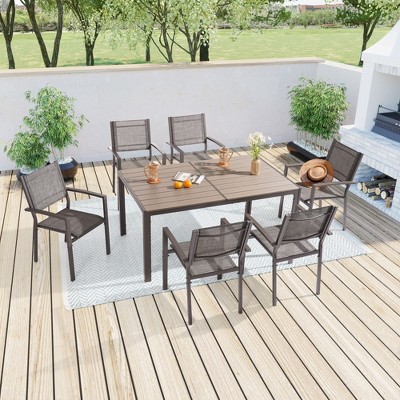 Sonkuki 7 Piece Patio Dining Set with HIPS Material Tabletop