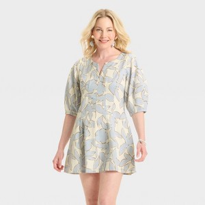 Women's Puff Short Sleeve Corset Mini A-Line Dress - A New Day™ - 1 of 3