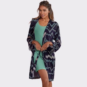 Women's Chevron Print Robe - LASCANA - 1 of 4