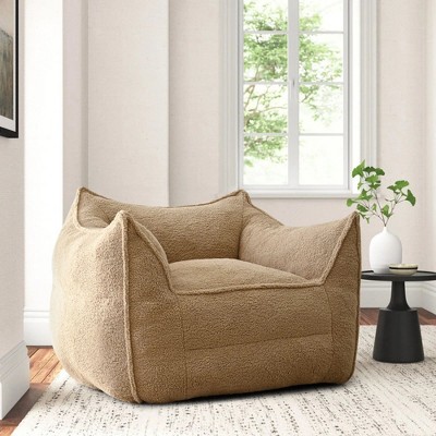 Teddy 43" Boucle Upholstered Bean Bag Couch For Adults and Kids,Khaki