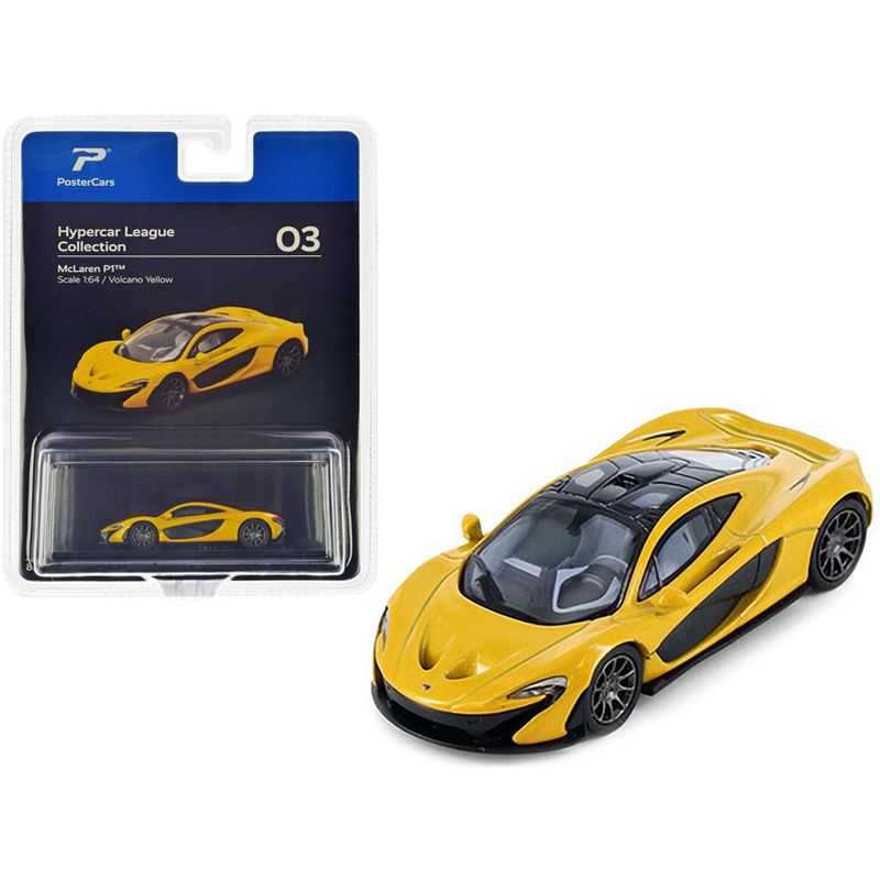 McLaren P1 Volcano Yellow Metallic with Black Top "Hypercar League Collection" 1/64 Diecast Model Car by PosterCars, 1 of 4