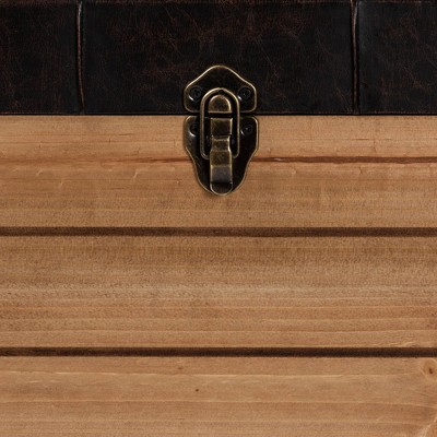 Edmund Rustic Oak Brown Faux Leather Storage Ottoman