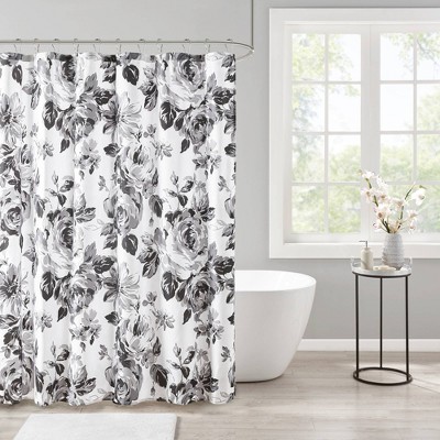 black white shower curtain