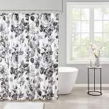 Hannah Floral Printed Shower Curtain Black/White