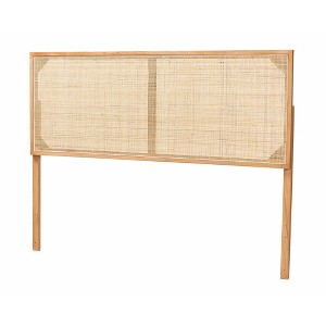 bali & pari Queen Aurelia Bayur Wood and Rattan Headboard: Bohemian Design, Wall or Frame Mount, Adjustable Height - 1 of 4