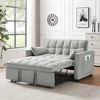MAYEERTY Modern Velvet Loveseat Futon Sofa with Toss Pillows Pockets for Living Room Bedroom Small Space Gray - 2 of 4