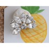 Anna-Kaci Clear Rhinestone Faux Diamond Floral Wedding Bridal Bouquet Fashion Brooch Pin - Multicolor - 3 of 4