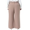 Women's Plus Size Button High Elastic Waisted Long Straight Business Casual Suit Pants with Pockets - Agnes Orinda - 4 of 4
