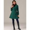 Allegra K Women's Elegant Notched Collar Single Belted Winter Long Coat - 4 of 4