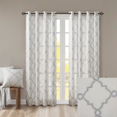 Cotton Blend Fretwork Print Scroll Geometric Design Window Valance, Basket Weave Soft Fabric Valance for Trendy Decor Style
