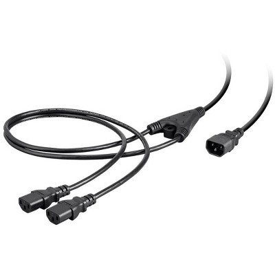 Monoprice Power Cord Splitter - 6 Feet - Black | IEC 60320 C14 to 2x IEC 60320 C13, 18AWG, 10A/1250W, SVT