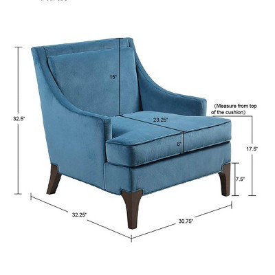 Anna Blue Velvet Club Accent Chair with Tapered Legs