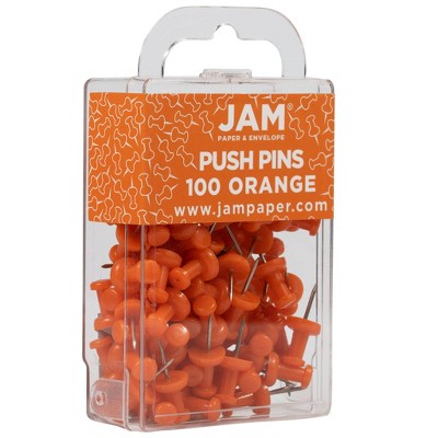 Jam Paper 100pk Colorful Push Pins Orange Target