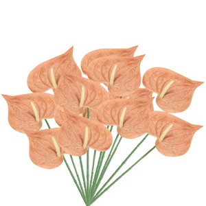 Unique Bargains Artificial Anthurium Lily Flowers for Home Decor 10 Pcs - 1 of 4