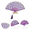 Unique Bargains Cherry Blossom with Tassel Folding Fan 1 Pc - 3 of 4