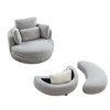 Fabric Round Swivel Chair with Moon Ottoman and 4 Pillows - 2 of 4