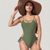 Anna-Kaci Swim Women's Cutout One-Piece Swimsuit with Strappy Chest Detail Adjustable Side Ties and Open Back Design - 2 of 4