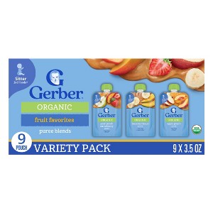 Gerber Stage 2 Organic Baby Food Pouches - Fruit & Veggie Value Pack - 9pk/3.5oz - 1 of 4