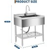 Stainless Steel Utility Sink,Freestanding Single Bowl Kitchen Sink,Adjustable Leg Height,with Faucet - 2 of 4