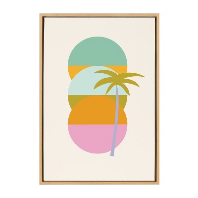 Natural Framed Palm Tree Canvas Print, 23x33