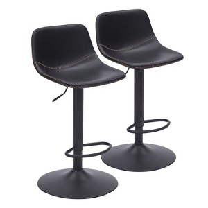 PAGED Set of 2 Adjustable Bar Stools,PU Counter Stools with Back Support,Swivel Bar Chairs for Home Pub & Kitchen Island,Light Gray - 1 of 4