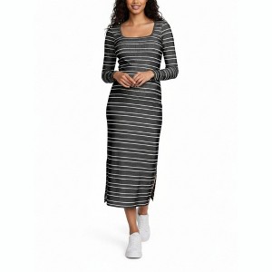 fitted lace wedding dress Maëlys black vertical-stripe netted maxi dress