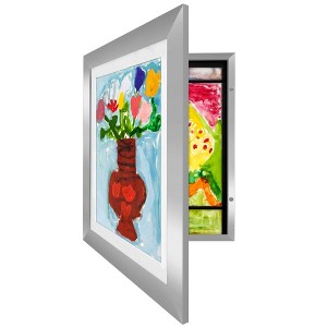 Americanflat Kids Art Frame 10x12.5 inches with 8.5x11 inches Mat - Composite Wood And Glass - Holds 100 Artworks - 1 of 4